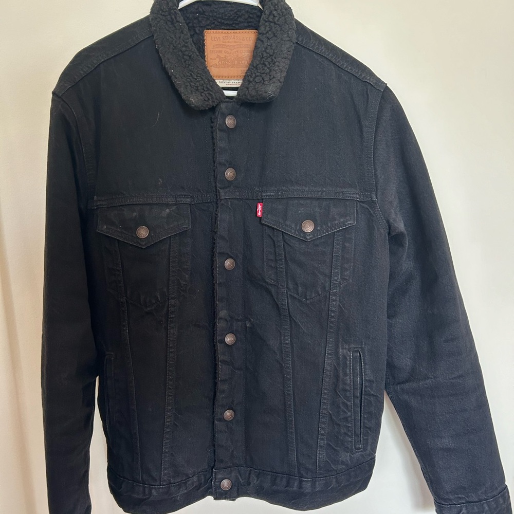 MENS LEVIS (BRAND NEW) LEVIS BLACK FUR COLLAR DENIM JACKET